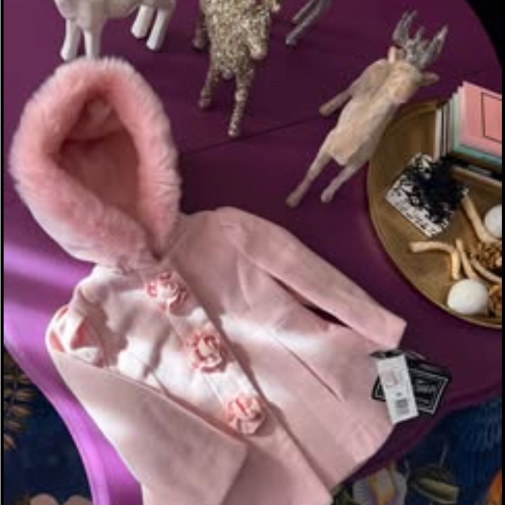 Rothschild Pink Coat with Fur Trim